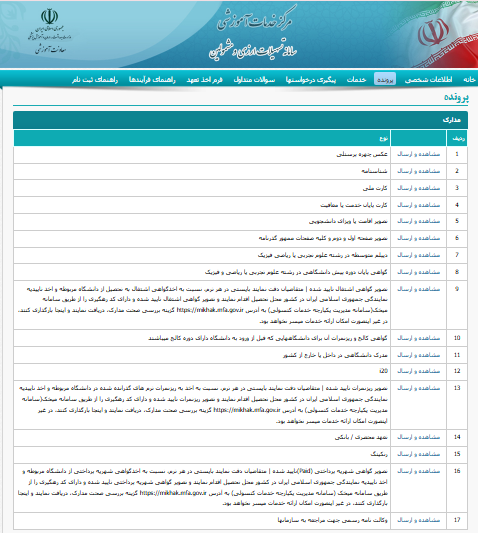 ثبت نام در سامانه موحد برای تایید کردن مدارک